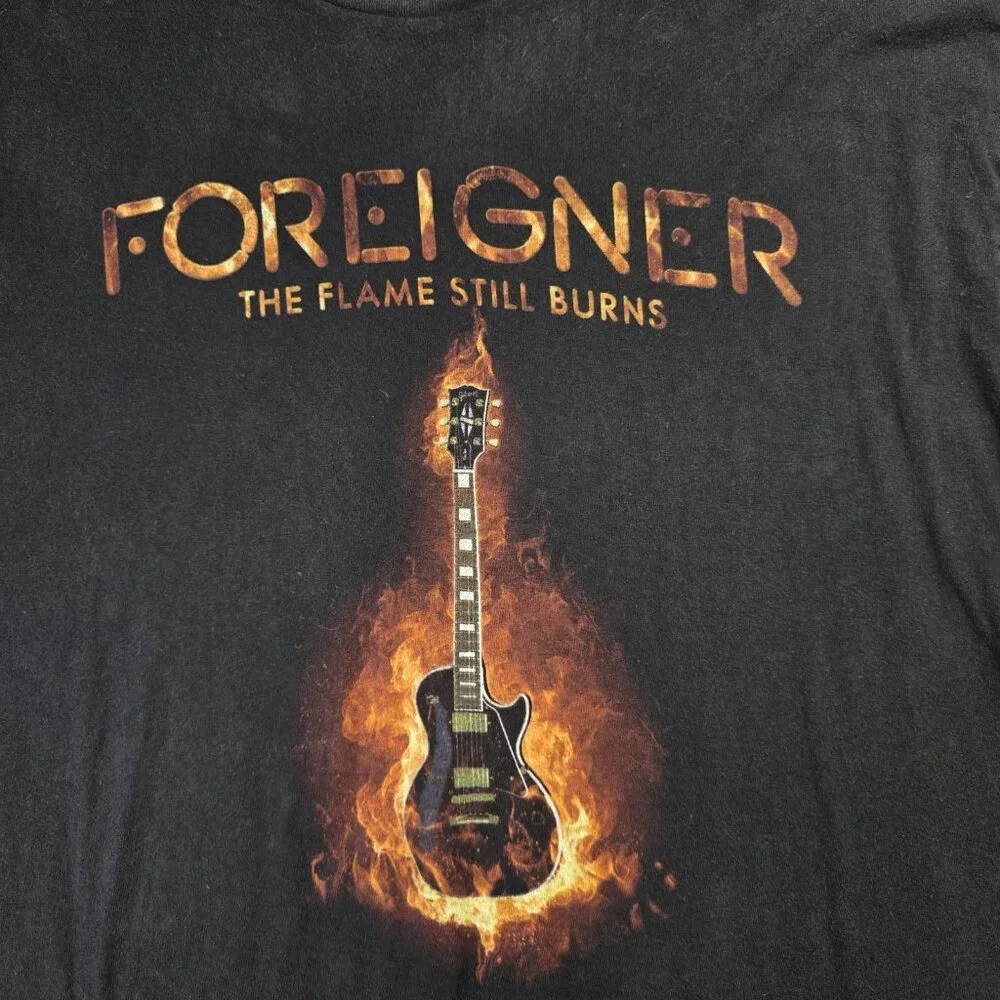 Foreigner Shirt Mens 2XL Black The Flame Still Burns Tour 2017 Band Rock Tee - Picture 2 of 6